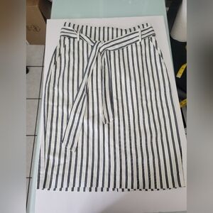 Ann Taylor Black and White Pencil Skirt with Tie Front